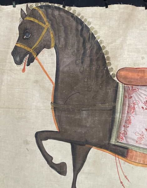 Antique Handpainted Wallhanging Pashawai Decorative Horse: late C19th early C20th