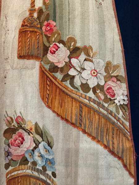 Pair Trompe L’oeil Aubusson Tapestry Portier Wall Hangings: C18th France