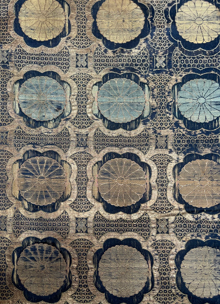Rare Fine Antique Japanese (Kinran) Silk and Gilt Thread Brocade: C18th Edo period, Japan