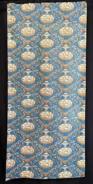 Rare Block Print Neoclassical Toile with Figures & Musical Instruments: C1800 France