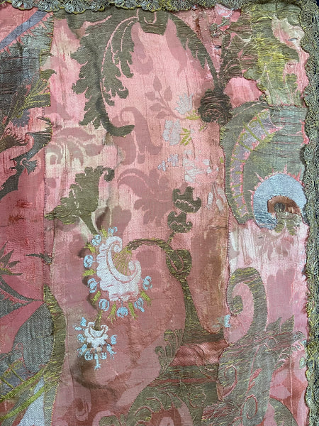 Antique Rare Bizarre Silk Brocaded Panel Rare: Early C18th France