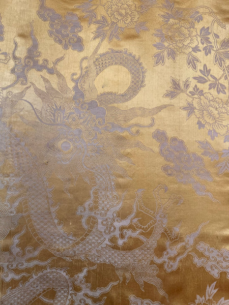 Silk Brocaded Panel with Five Claw Dragon & Symbolic imagery: C1900 Japan