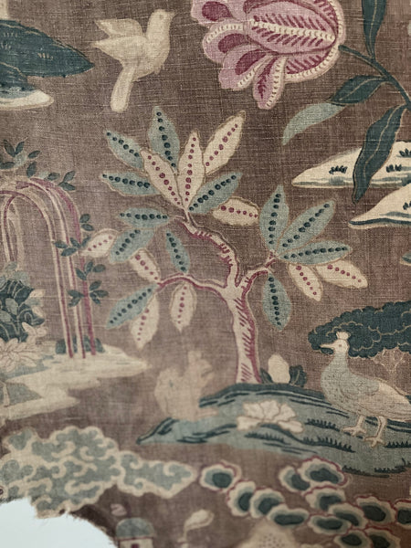 Antique Jacobean Revival Printed Linen Collectable Antique Textiles Design Inspiration Figurative Wallhanging. 83 x 73cm