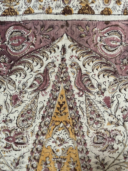 Antique Hand Block Printed Kalamkari Wallhanging: C19th India