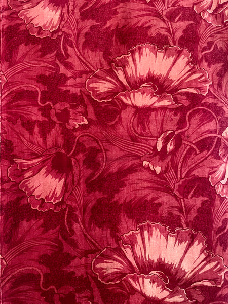 Antique Arts and Crafts Art Nouveau Block Printed Velvet, Poppies by Lindsay Butterfield: C1890 England