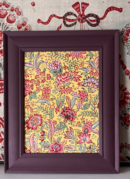 Antique Framed Block Print Hand Painted Wallpaper Samples: C19th Alsace, France