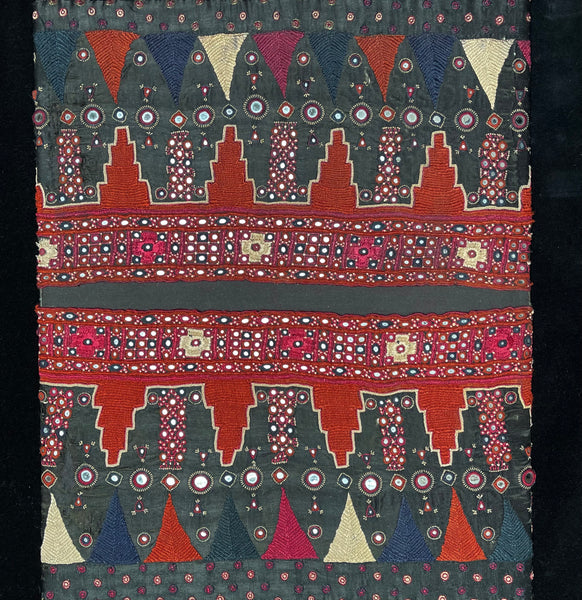 Fine Antique Silk Embroideries Shisha Mirrors: C19th Gujarat, India