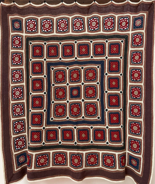 Handmade Crochet Patchwork Throw Blanket: C1960 Britain