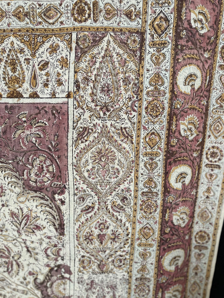 Antique Hand Block Printed Kalamkari Wallhanging: C19th India
