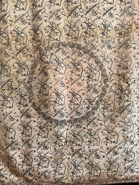 Antique Gilt Thread and Sequin Pink Silk Wallhanging: C18th Ottoman Turkey