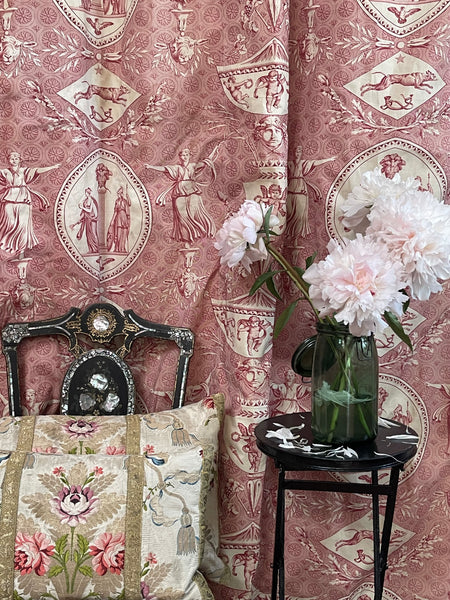 Antique Neo Classical Toile de Jouy Curtains Mulhouse ‘Pallas and Venus’: C19th France