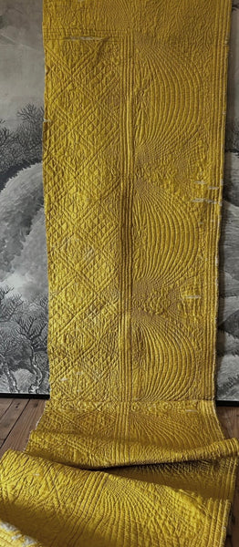 Handmade Antique Silk Boutis Quilt Border: C18th,Provence, France