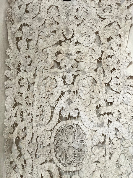 Early Antique Milanese Tape Lace Panel Handmade Collectable Italian Antique Lace: C18th Century, Milan, Italy