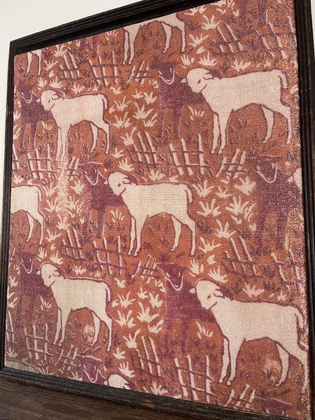 Antique Arts and Crafts Block Printed Lamé with Lambs: C1910/20 Britain