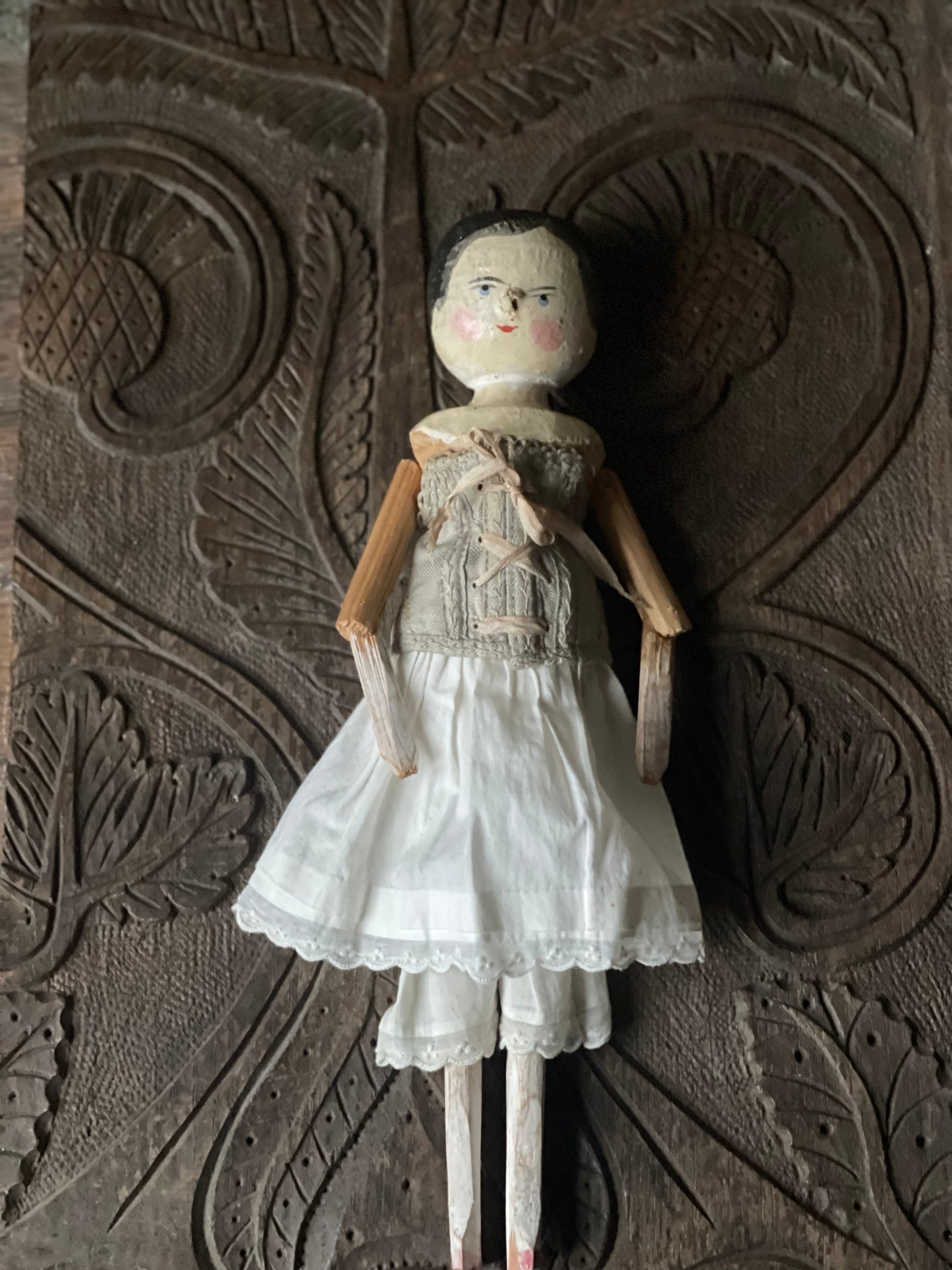 【SALE】ドイツ アンティークペグドール Grodnertal 木の人形 Antique Wooden Peg Dolls Grodnertal Wooden Dolls Toy