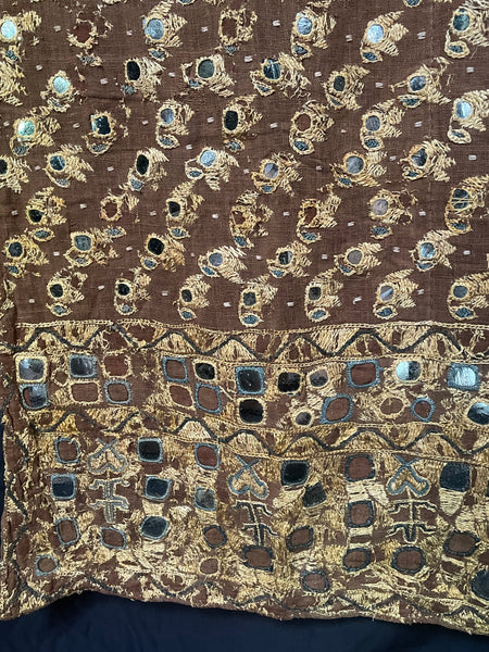 Antique Traditional Floss Silk Embroidered and Mirrored Phulkari Wallhanging Interior Decor Collectable