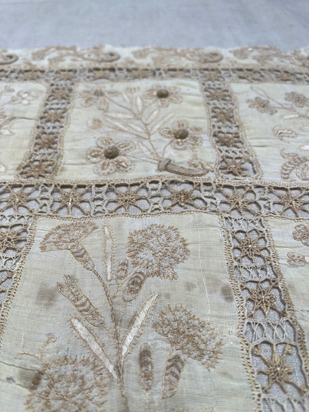 Antique Renaissance Embroidered Early Needlework Lace with Snails Insects Birds: Late C16th early 17th century, Italy