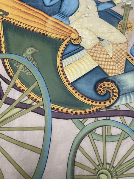 Hand Painted Silk Wallhanging Napoleon in Horse Drawn Carriage, C19th China, for export