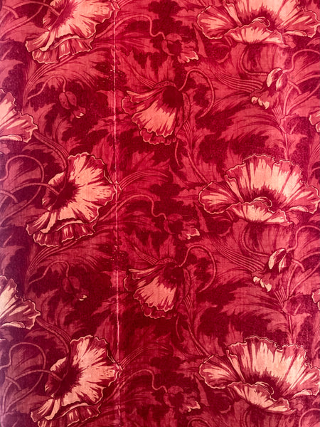 Antique Arts and Crafts Art Nouveau Block Printed Velvet, Poppies by Lindsay Butterfield: C1890 England
