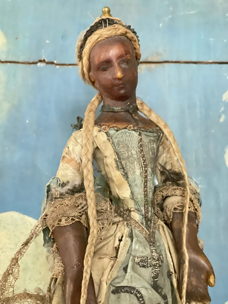 Rare Antique Wax Costume Figurine by Frères Guillot: C18th Nancy, France