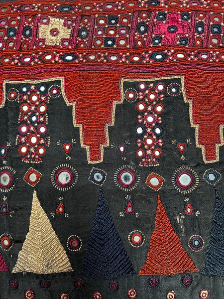 Fine Antique Silk Embroideries Shisha Mirrors: C19th Gujarat, India