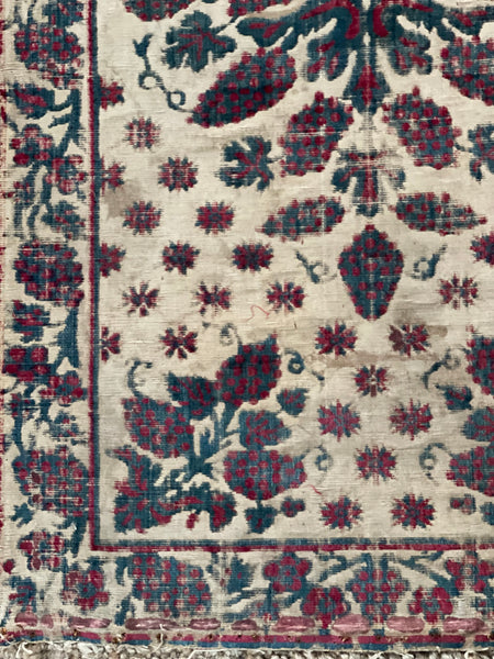 Antique Ottoman Voided Silk Velvet Pillow Yastik: 18th Century Turkey