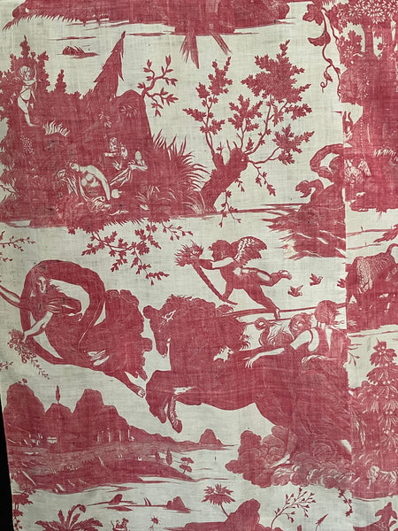 Large Panel Antique Toile de Nantes Chariot of Dawn: C18th Nantes, France