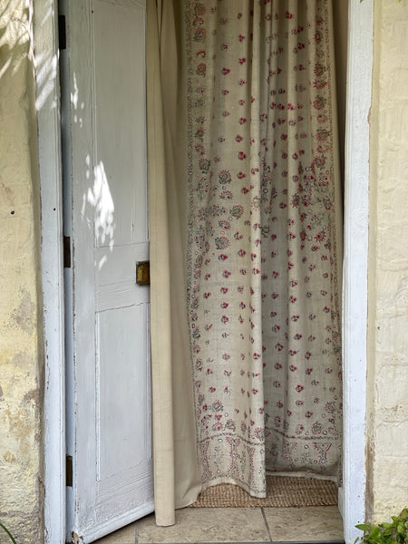 Antique Abochani Silk Embroidered with Mirrors Bedcover or Curtain: C19th/20th Sinh