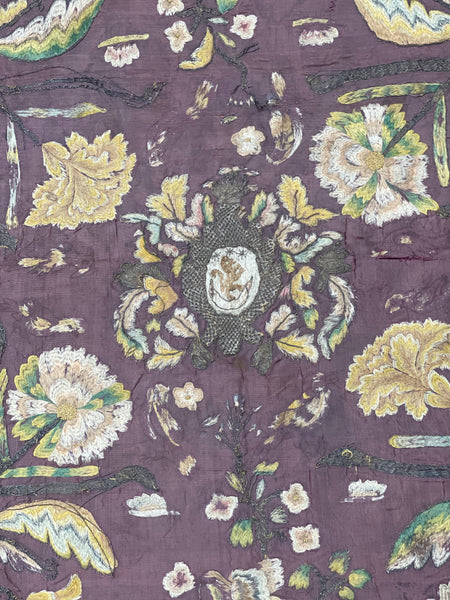 Early Silk and Metal Thread Embroidered Chalice Cover: C17th Europe
