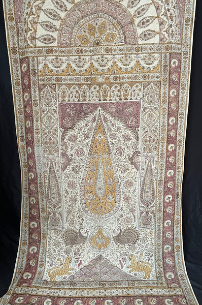 Antique Hand Block Printed Kalamkari Wallhanging: C19th India