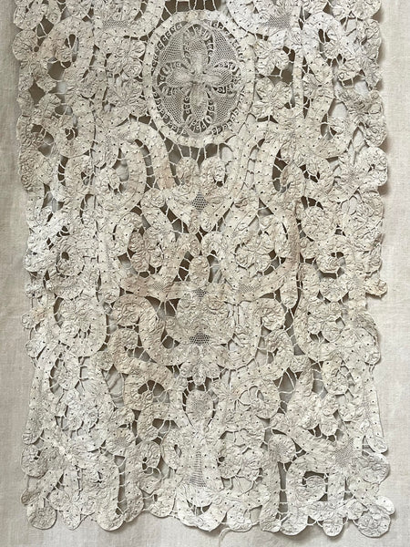Early Antique Milanese Tape Lace Panel Handmade Collectable Italian Antique Lace: C18th Century, Milan, Italy