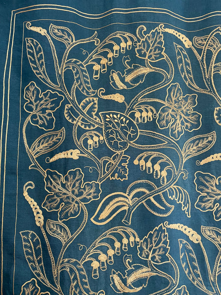 Antique Arts and Crafts Silk Embroidered Bedcover, Curtain,Wallhanging: C1900 Europe