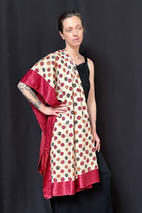 Antique Silk Embroidered Traditional Wedding Shawl : C20th Gujarat, India