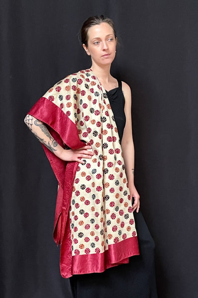 Antique Silk Embroidered Traditional Wedding Shawl : C20th Gujarat, India