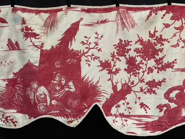Antique Toile de Nantes ‘Chariot of Dawn’ Pelmet: C18th France