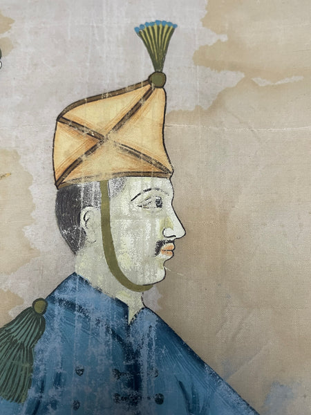 Hand Painted Silk Wallhanging Napoleon in Horse Drawn Carriage, C19th China, for export