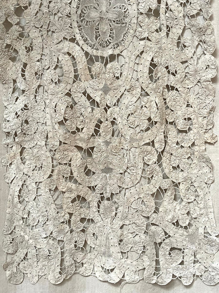 Early Antique Milanese Tape Lace Panel Handmade Collectable Italian Antique Lace: C18th Century, Milan, Italy