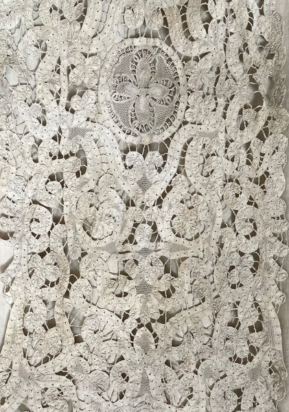 Early Antique Milanese Tape Lace Panel Handmade Collectable Italian Antique Lace: C18th Century, Milan, Italy