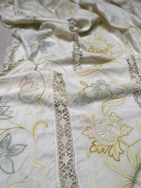 Antique Arts & Crafts Hand Embroidered Bedcover, Throw or Curtain: C1900 Britain