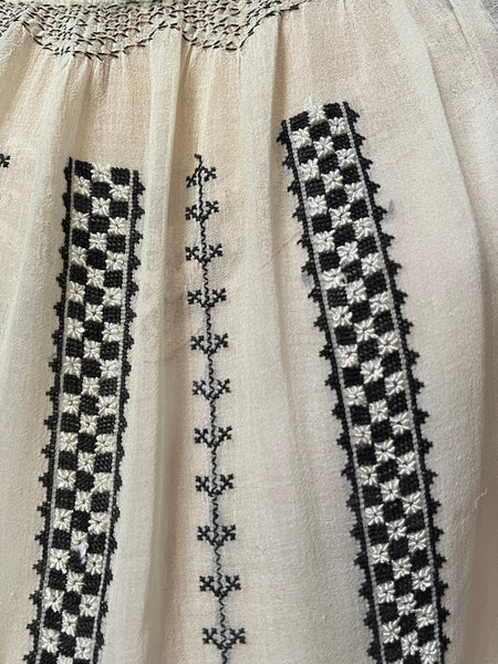 Fine Museum Worthy Silk Embroidered Folk Costume Blouse: C1920 Eastern Europe