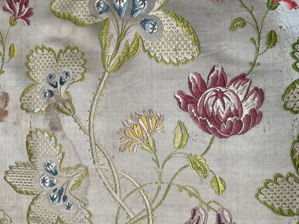 Antique Eighteenth Century Rococo Silk Brocade Panels: C18th Lyon, France