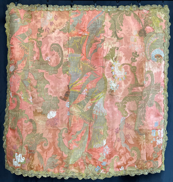 Antique Rare Bizarre Silk Brocaded Panel Rare: Early C18th France
