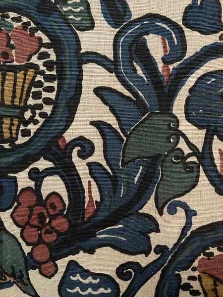 Art Deco Era Printed Linen Textile by Paul Dumas: C1920 France