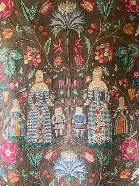 Antique Folk Art Jacobean Revival Figurative Wallhanging: Early 20th Century Europe. 150 x 79cm