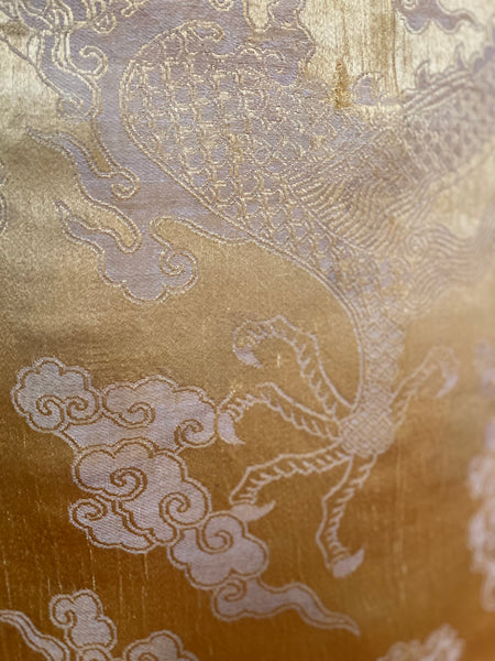 Silk Brocaded Panel with Five Claw Dragon & Symbolic imagery: C1900 Japan