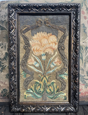 Rare Gilt and Silk Thread Embroidered Book Binding with Carnation (symbolising devotion) : C17th Europe