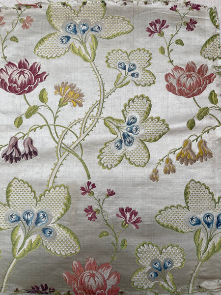 Antique Eighteenth Century Rococo Silk Brocade Panels: C18th Lyon, France