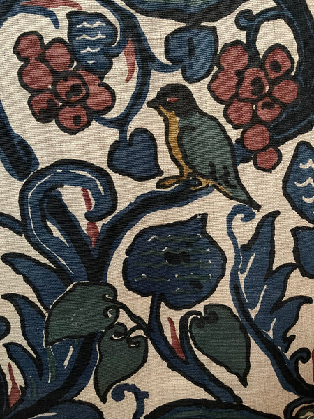 Art Deco Era Printed Linen Textile by Paul Dumas: C1920 France