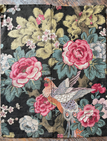 Antique Chintz with Flowers and Exotic Bird: Early 20th Century Europe