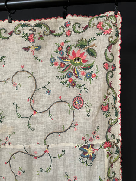 Fine Antique Silk and Gilt Thread Embroidered Wedding Shawl or Cover: C18th Ottoman Turkey